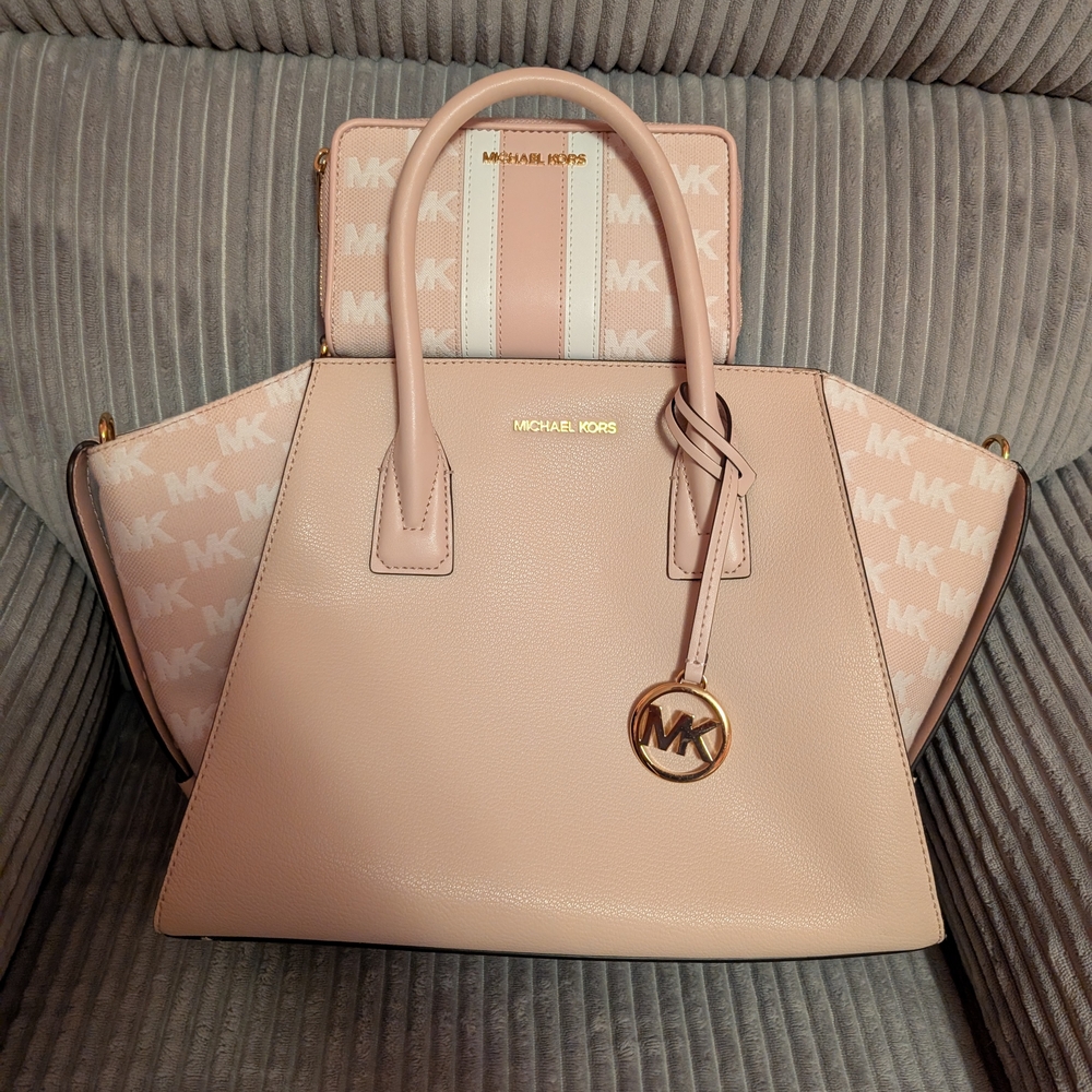 Michael Kors Blush Pink MK Purse and Wallet Set